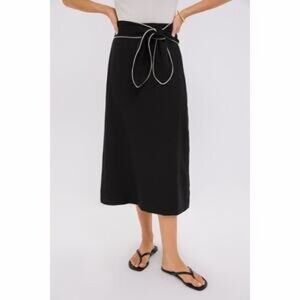 NWT Tuckernuck Black Linen Carine Tie Skirt Large